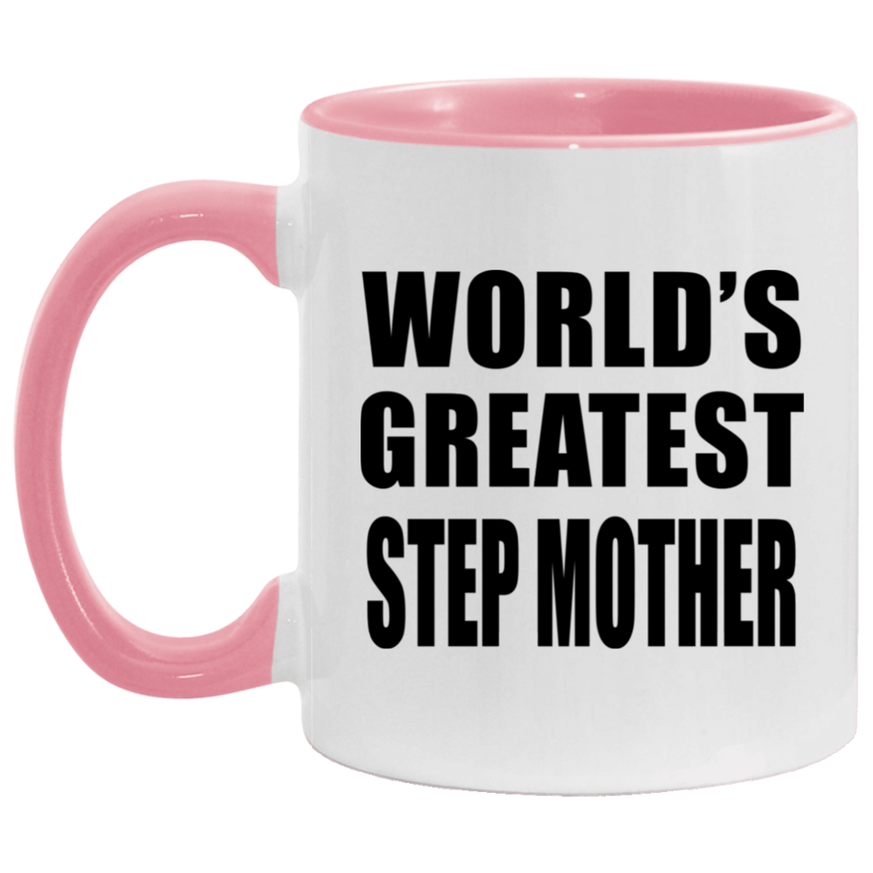 World's Greatest Step Mother - 11oz Accent Mug Pink