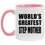World's Greatest Step Mother - 11oz Accent Mug Pink