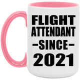Flight Attendant Since 2021 - 15oz Accent Mug Pink