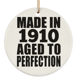 114th Birthday Made In 1910 Aged To Perfection - Circle Ornament