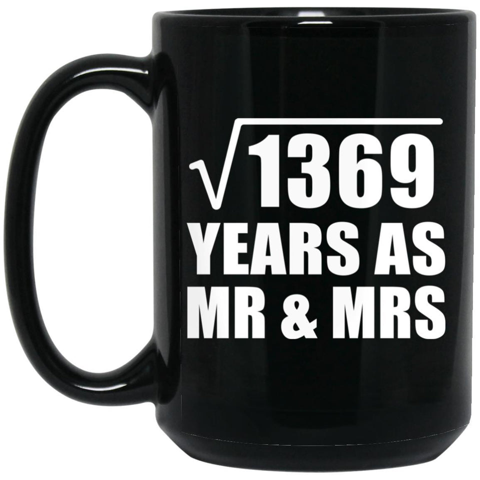 37th Anniversary Square Root of 1369 Years As Mr & Mrs - 15oz Coffee Mug Black