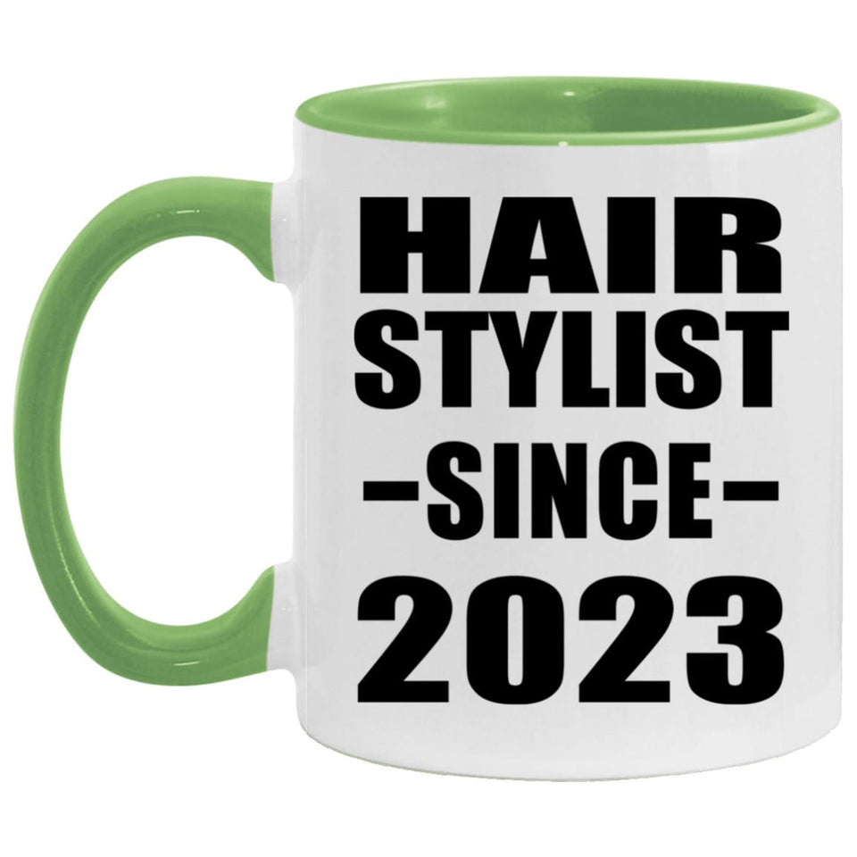 Hair Stylist Since 2023 - 11oz Accent Mug Green