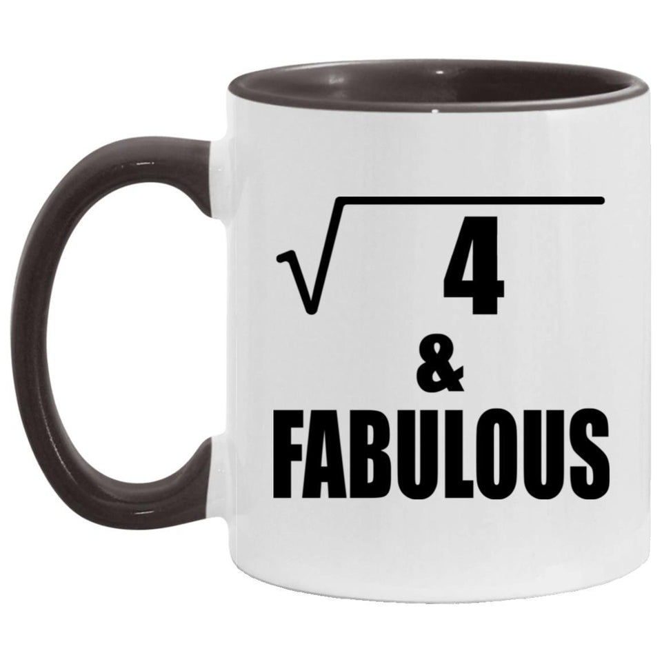 2nd Birthday Square Root of 4 & Fabulous - 11oz Accent Mug Black