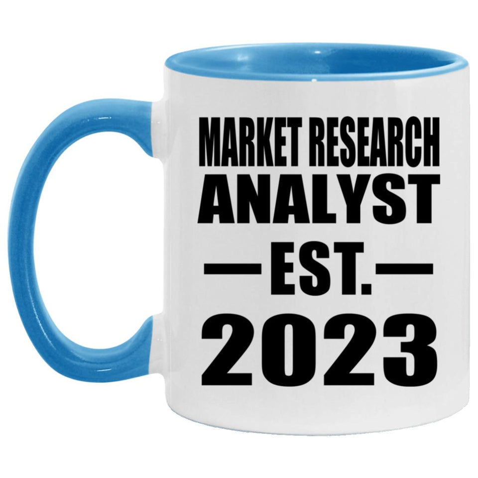 Market Research Analyst Established EST. 2023 - 11oz Accent Mug Blue