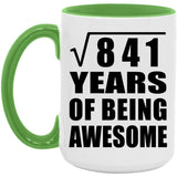 29th Birthday Square Root of 841 Years of Being Awesome - 15oz Accent Mug Green