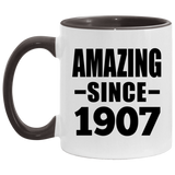 117th Birthday Amazing Since 1907 - 11oz Accent Mug Black