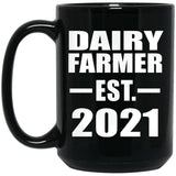 Dairy Farmer Established EST. 2021 - 15oz Coffee Mug Black
