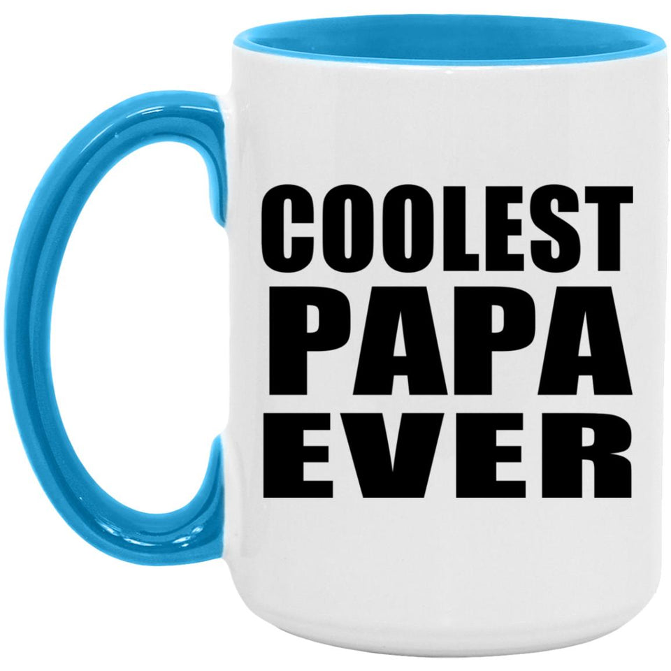 Coolest Papa Ever - 15oz Accent Mug Blue