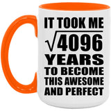 64th Birthday Took Square Root of 4096 Years To Awesome - 15oz Accent Mug Orange
