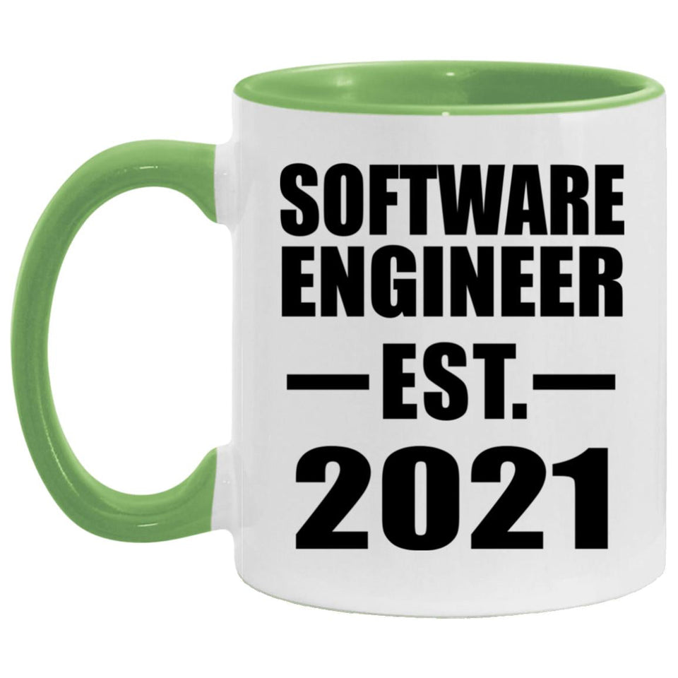 Software Engineer Established EST. 2021 - 11oz Accent Mug Green