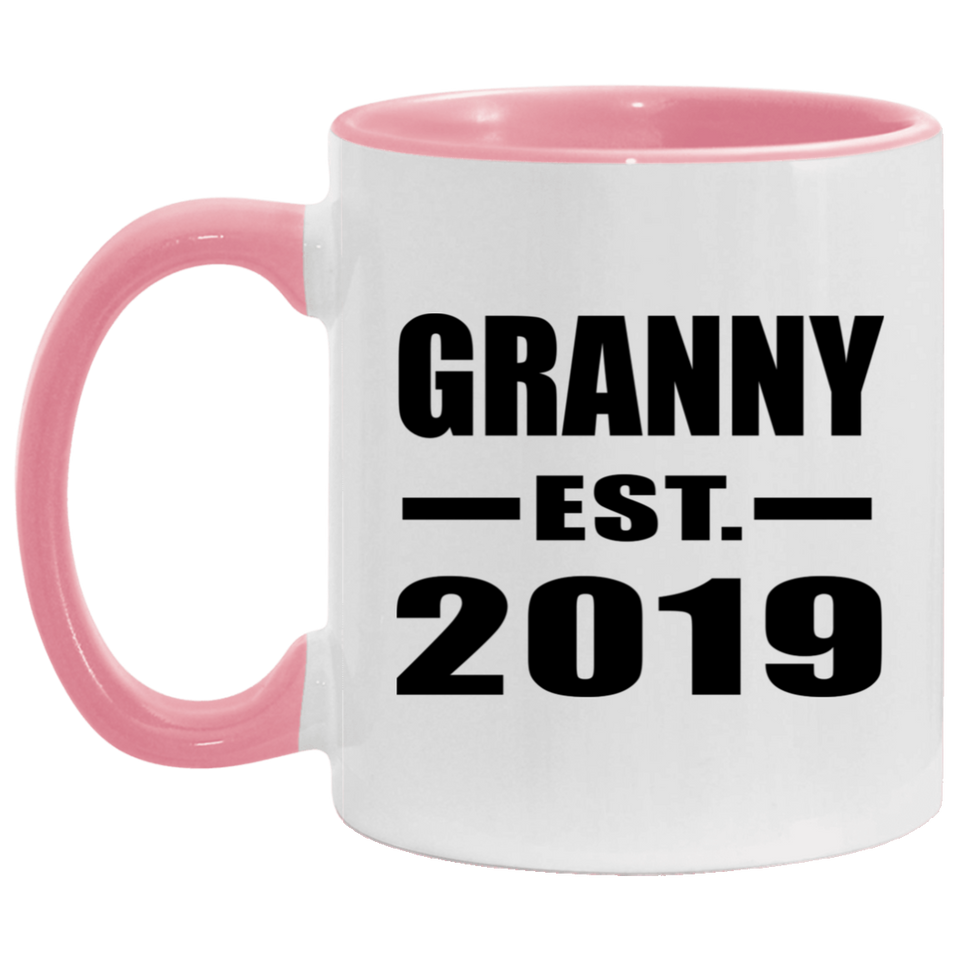 Granny Established EST. 2019 - 11oz Accent Mug Pink