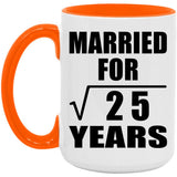 5th Anniversary Married For Square Root of 25 Years - 15oz Accent Mug Orange