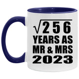 16th Anniversary Square Root of 256 Years As Mr & Mrs 2023 - 11oz Accent Mug Purple
