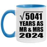 71st Anniversary Square Root of 5041 Years As Mr & Mrs 2024 - 11oz Accent Mug Blue