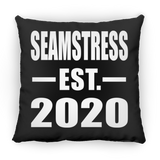 Seamstress Established EST. 2020 - Throw Pillow Black