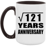11th Anniversary Square Root of 121 Years Anniversary - 15oz Accent Mug Black