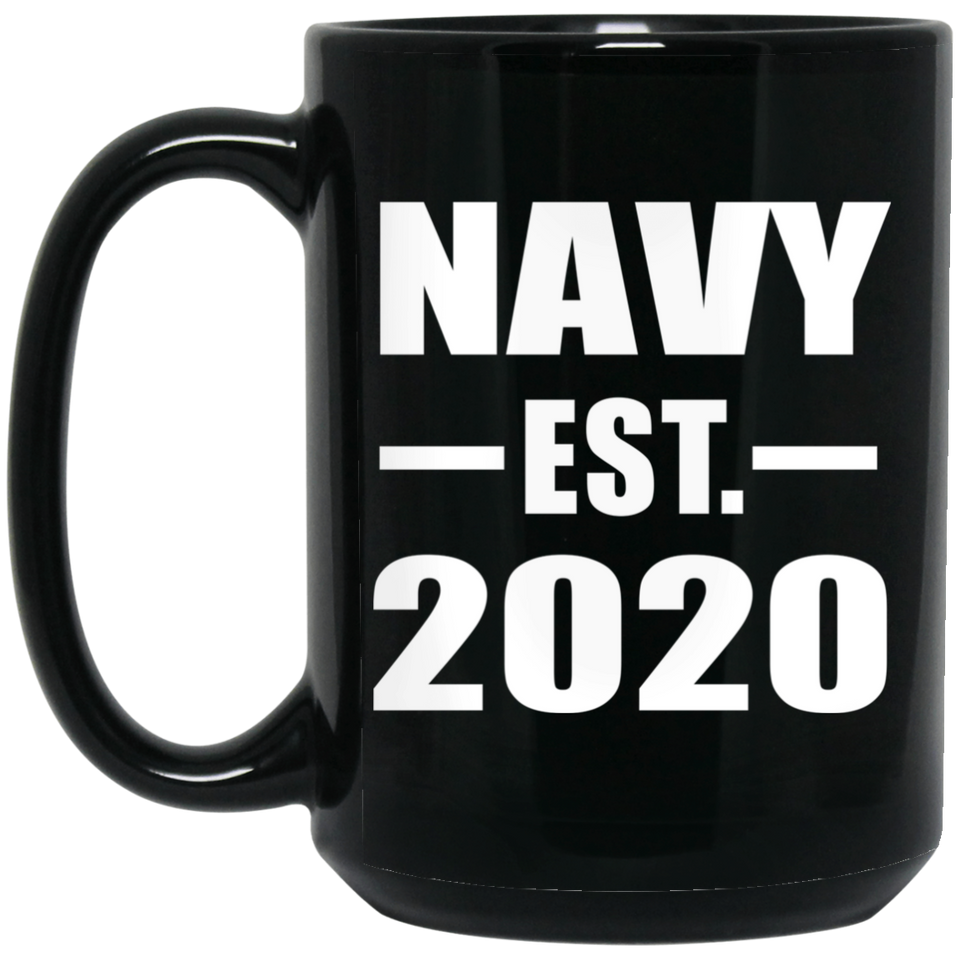 Navy Established EST. 2020 - 15oz Coffee Mug Black