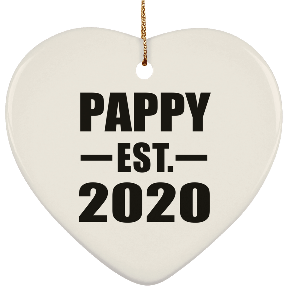 Pappy Established EST. 2020 - Heart Ornament
