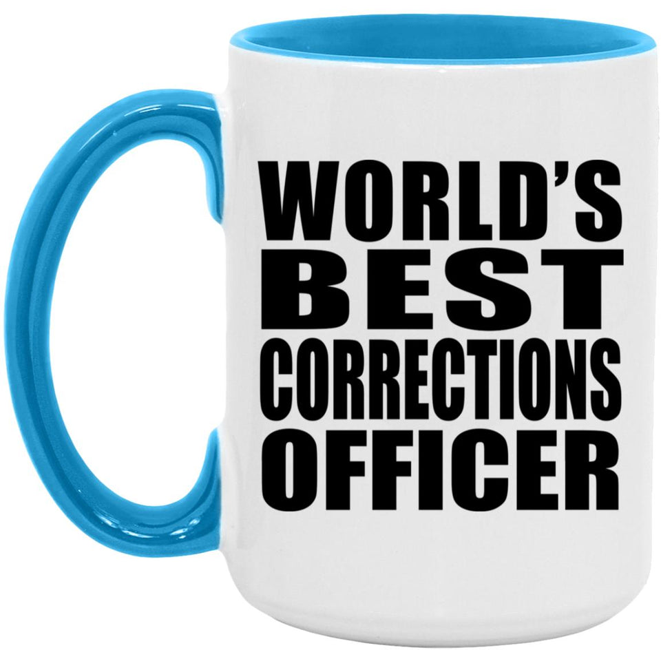 World's Best Corrections Officer - 15oz Accent Mug Blue