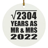 48th Anniversary Square Root of 2304 Years As Mr & Mrs 2022 - Circle Ornament