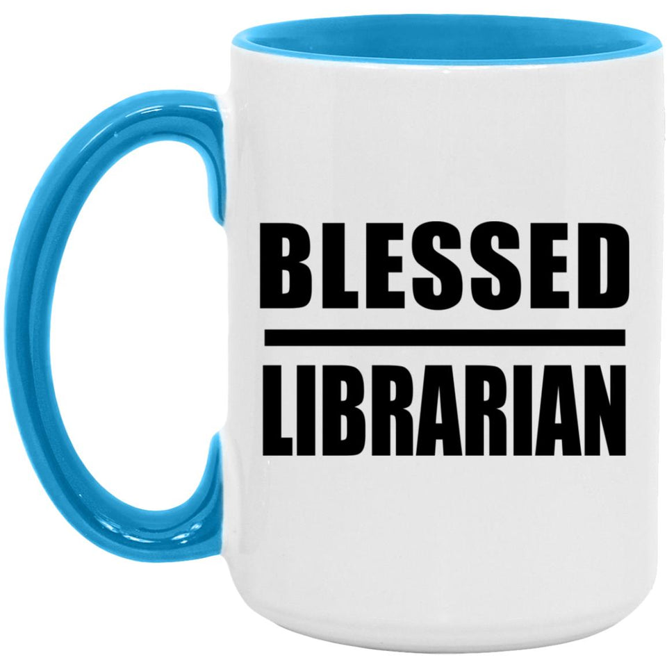 Blessed Librarian - 15oz Accent Mug Blue