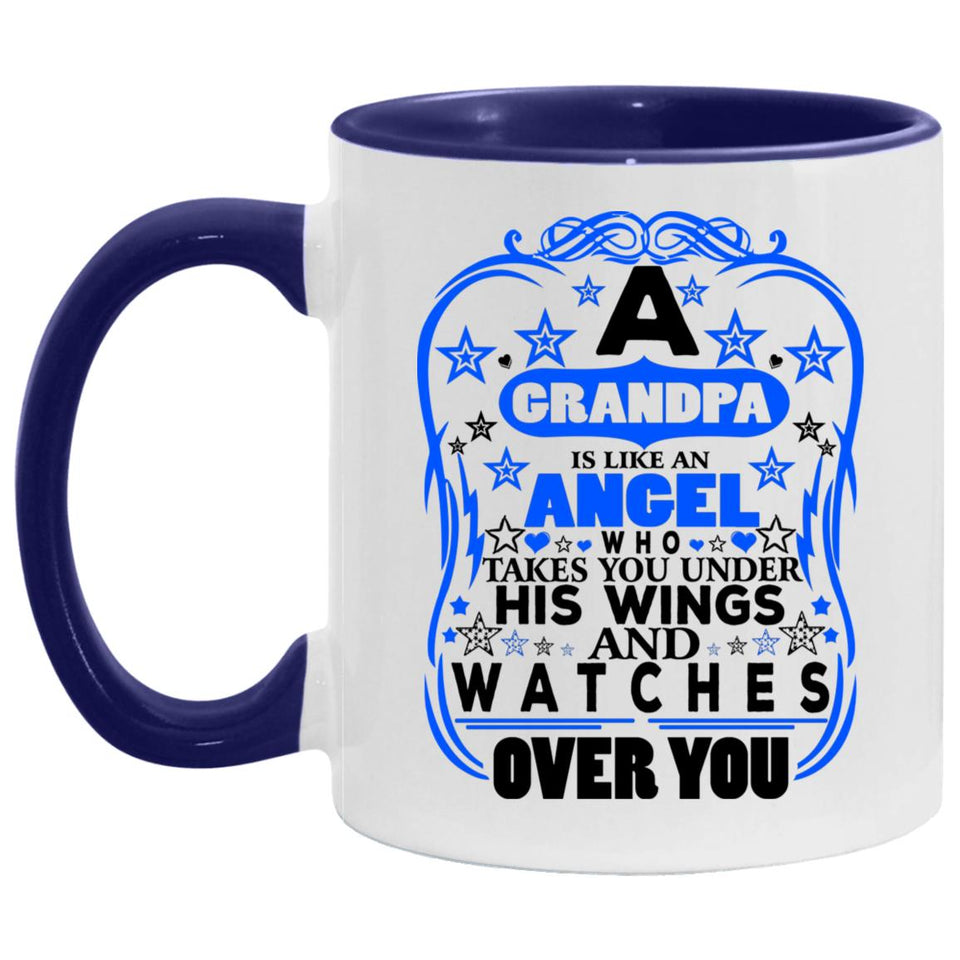 Grandpa Is An Angel Takes You Under His Wings - 11oz Accent Mug Purple