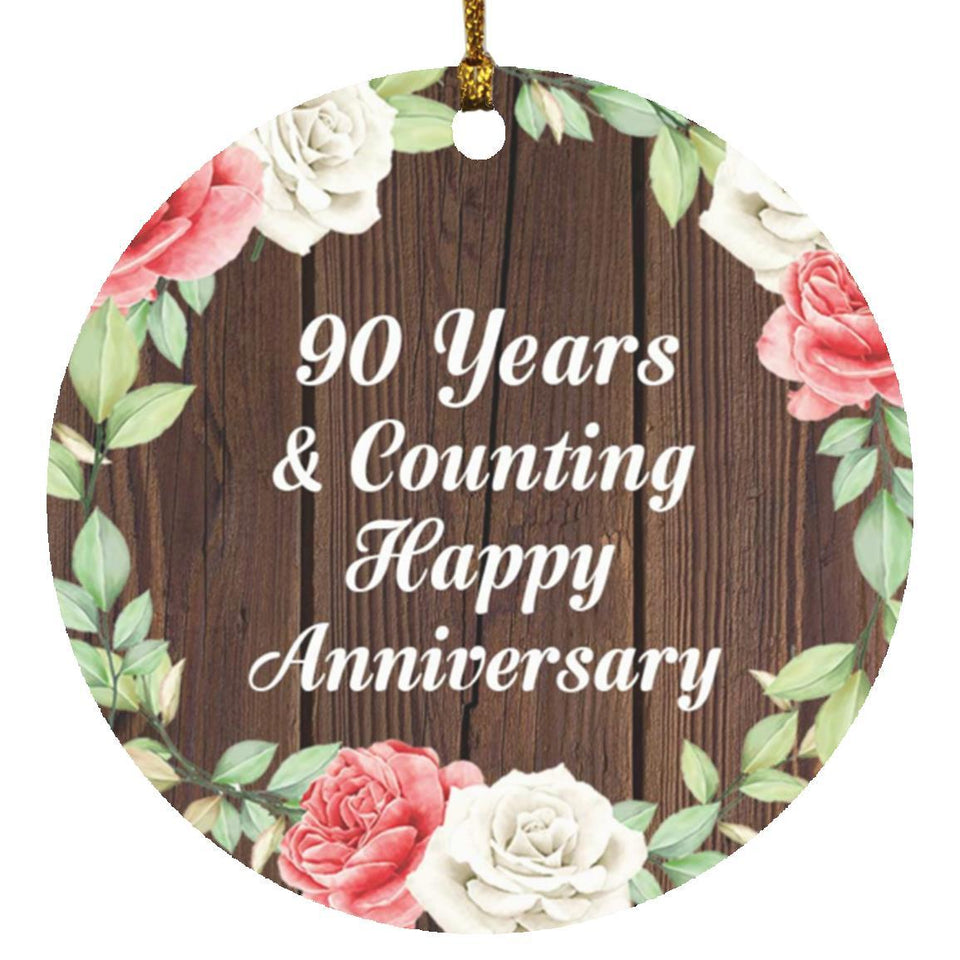 Happy 90th Anniversary 90 Years & Counting - Circle Ornament A