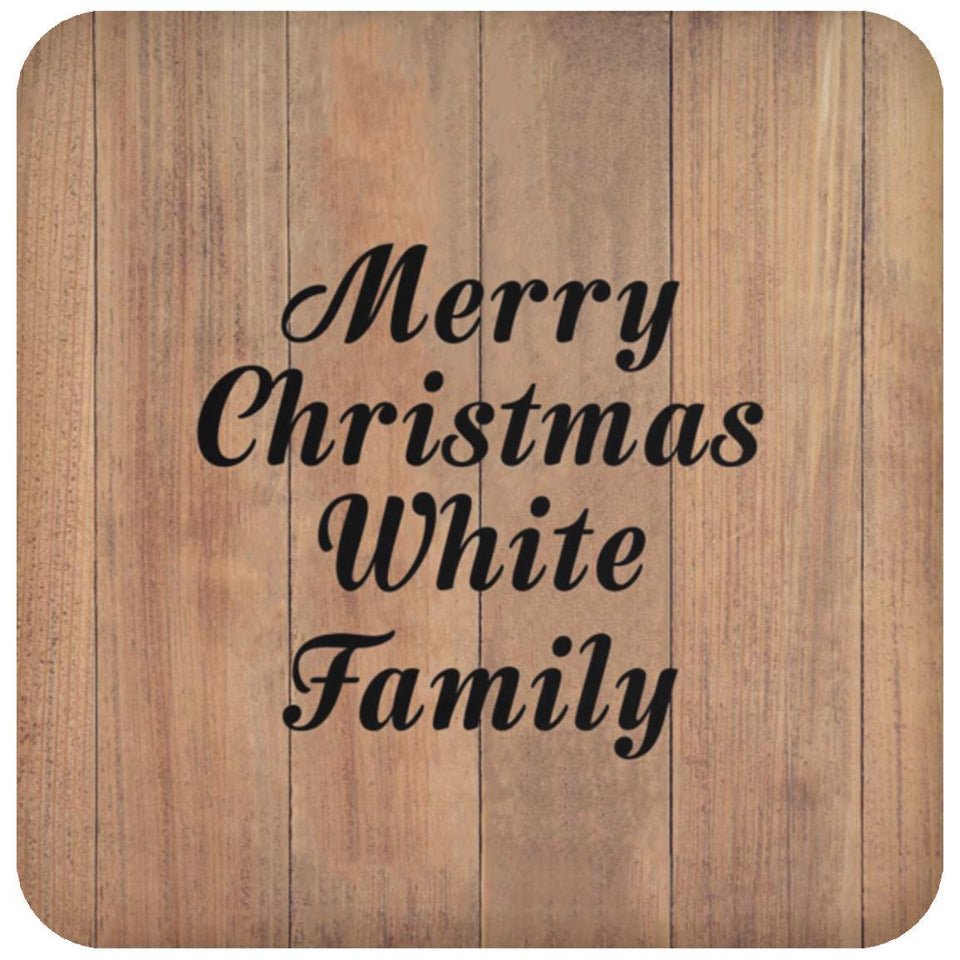 Merry Christmas White Family - Drink Coaster C