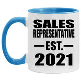 Sales Representative Established EST. 2021 - 11oz Accent Mug Blue