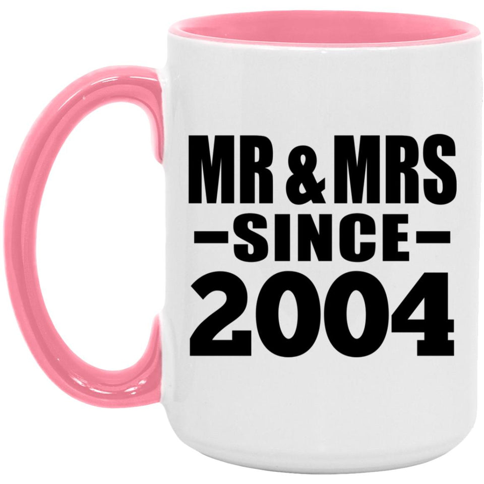 20th Anniversary Mr & Mrs Since 2004 - 15oz Accent Mug Pink