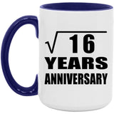 4th Anniversary Square Root of 16 Years Anniversary - 15oz Accent Mug Purple