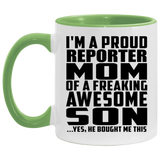 Proud Reporter Mom Of Awesome Son - 11oz Accent Mug Green