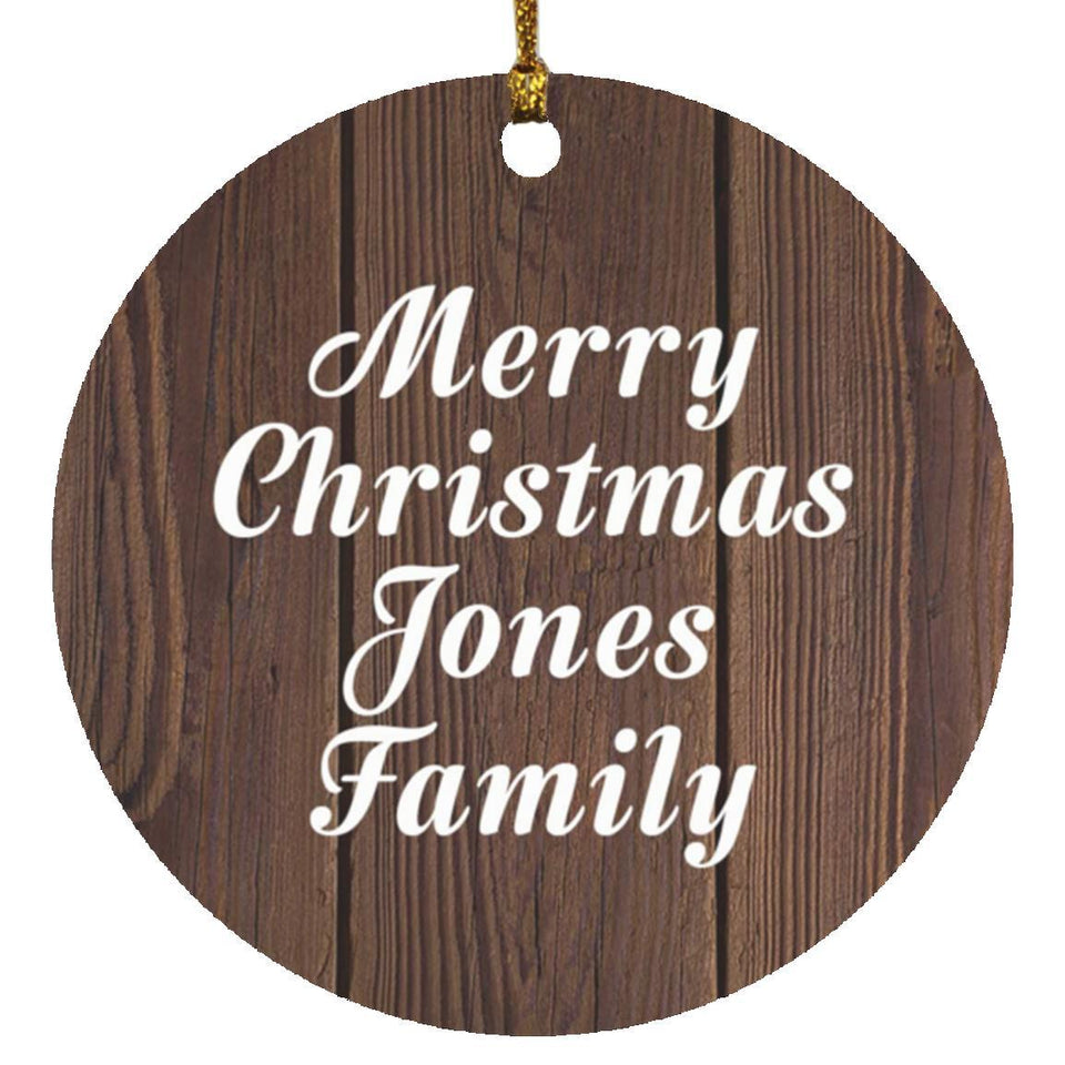 Merry Christmas Jones Family - Circle Ornament D