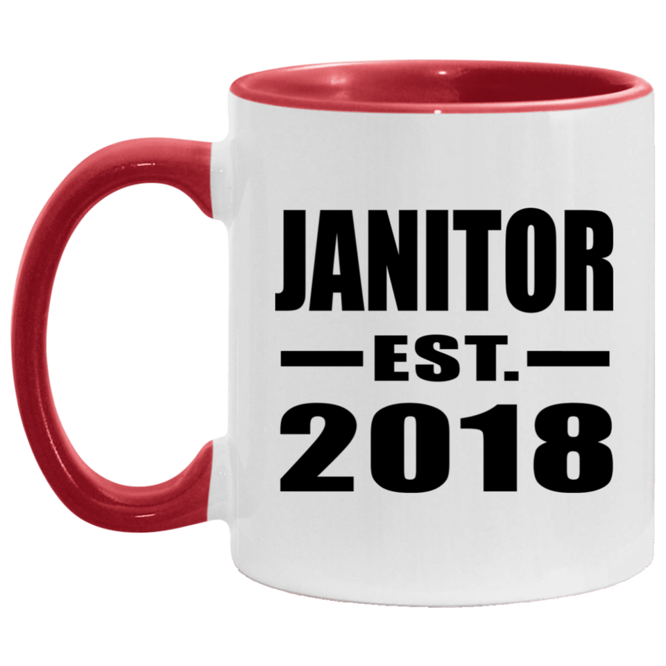 Janitor Established EST. 2018 - 11oz Accent Mug Red