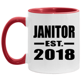 Janitor Established EST. 2018 - 11oz Accent Mug Red