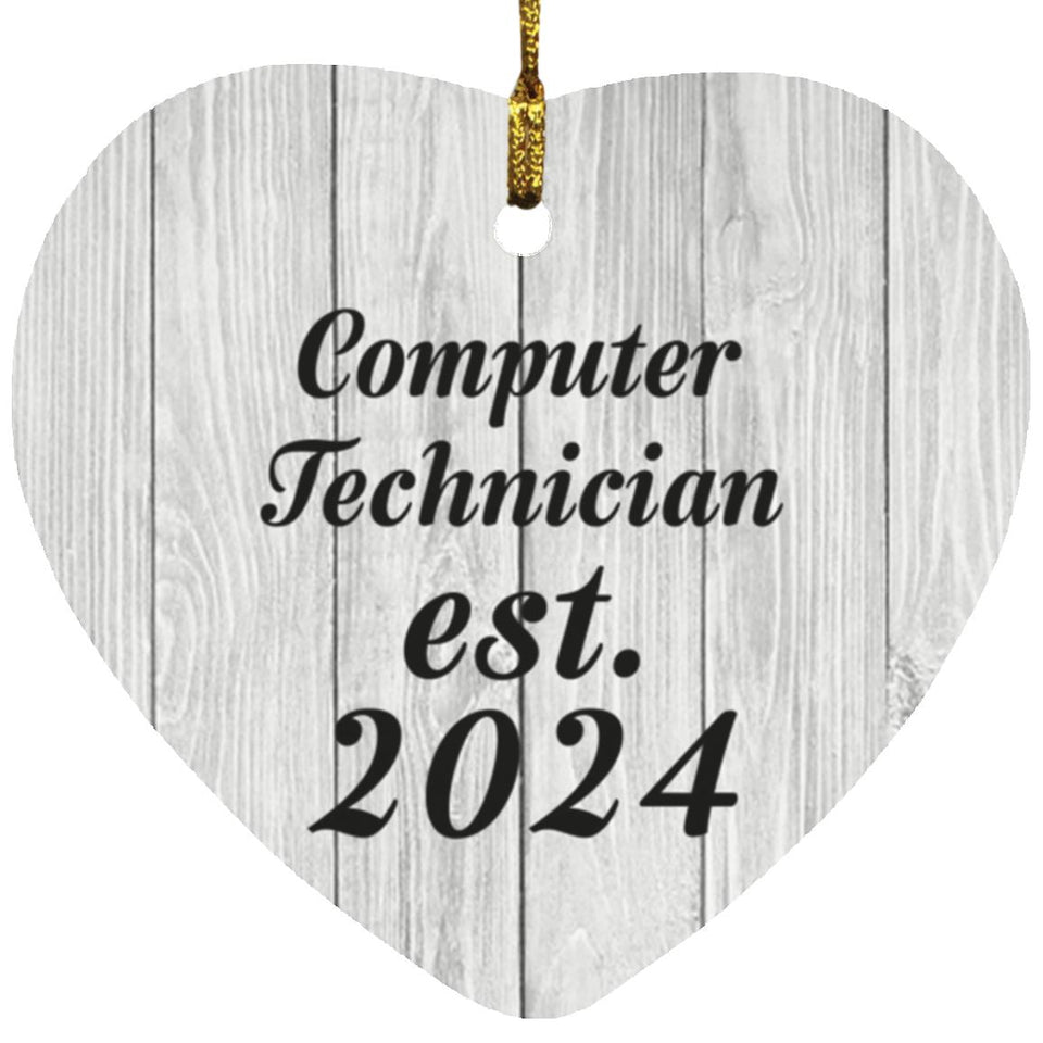 Computer Technician Established Est. 2024 - Heart Ornament F
