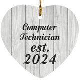 Computer Technician Established Est. 2024 - Heart Ornament F