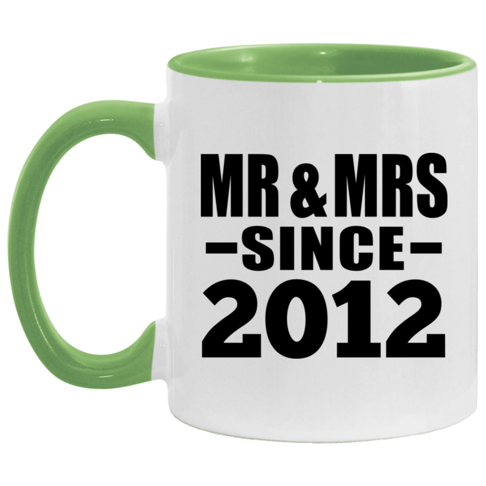 12th Anniversary Mr & Mrs Since 2012 - 11oz Accent Mug Green