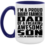 Proud Dairy Farmer Dad Of Awesome Son - 15oz Accent Mug Purple