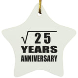 5th Anniversary Square Root of 25 Years Anniversary - Star Ornament
