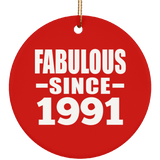 33rd Birthday Fabulous Since 1991 - Circle Ornament