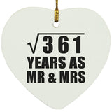 19th Anniversary Square Root of 361 Years As Mr & Mrs - Heart Ornament