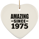 49th Birthday Amazing Since 1975 - Heart Ornament