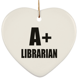 A+ Librarian - Heart Ornament