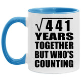 21st Anniversary Square Root of 441 Years Who's Counting - 11oz Accent Mug Blue