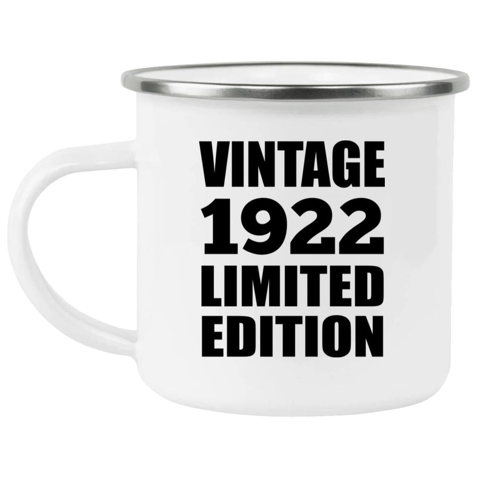 102nd Birthday Vintage 1922 Limited Edition - 12oz Camping Mug