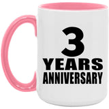 3rd Anniversary 3 Years Anniversary - 15oz Accent Mug Pink