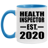 Health Inspector Established EST. 2020 - 11oz Accent Mug Blue