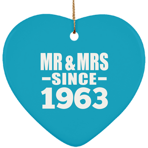 61st Anniversary Mr & Mrs Since 1963 - Heart Ornament