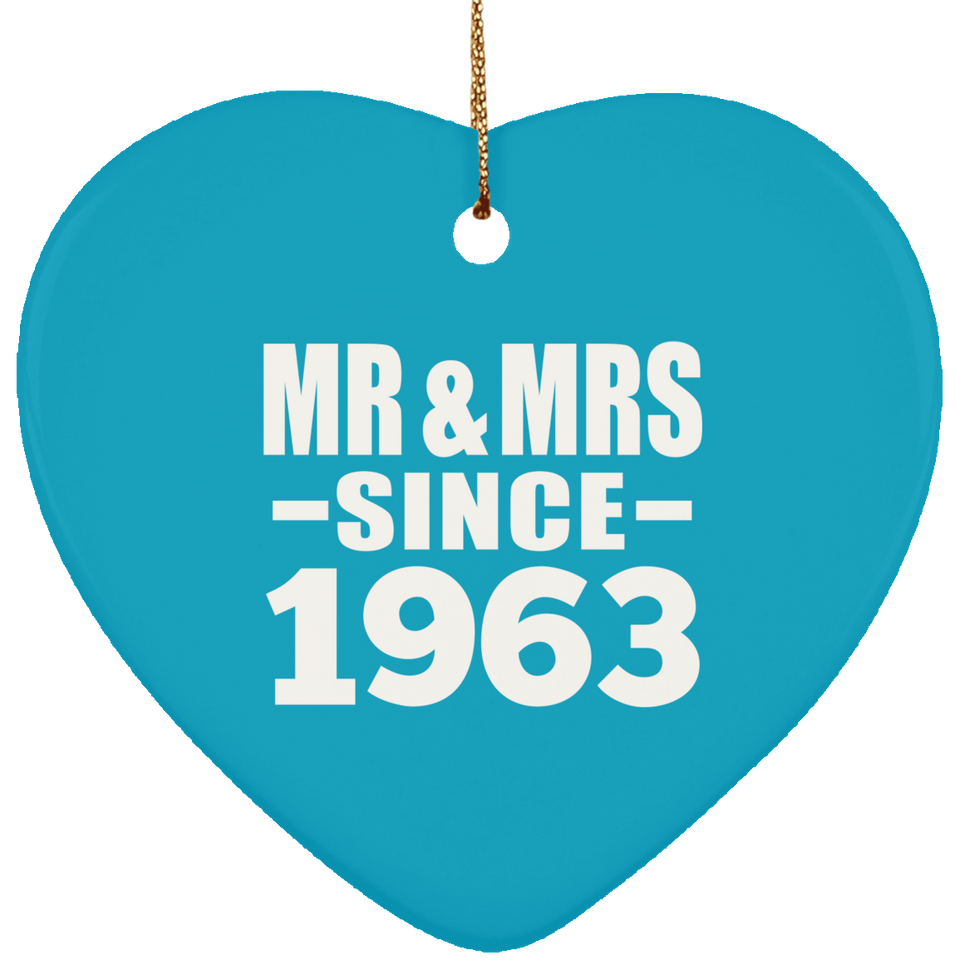 61st Anniversary Mr & Mrs Since 1963 - Heart Ornament